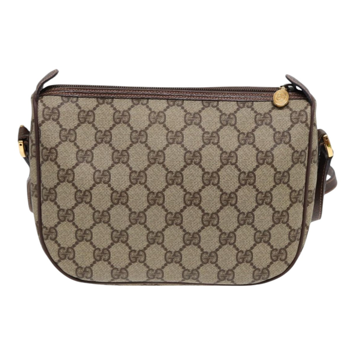GUCCI GG Canvas Web Sherry Line Shoulder Bag PVC Beige Green Red Auth ep5156