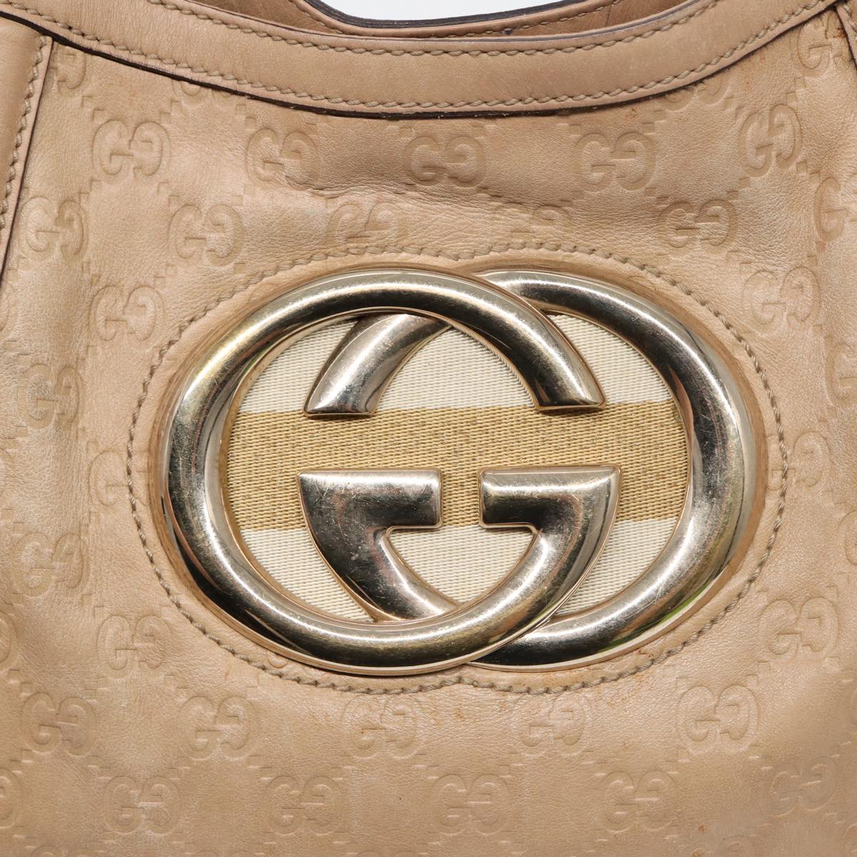 GUCCI GG Canvas ssima Interlocking Shoulder Bag Beige 162740 Auth ep5234