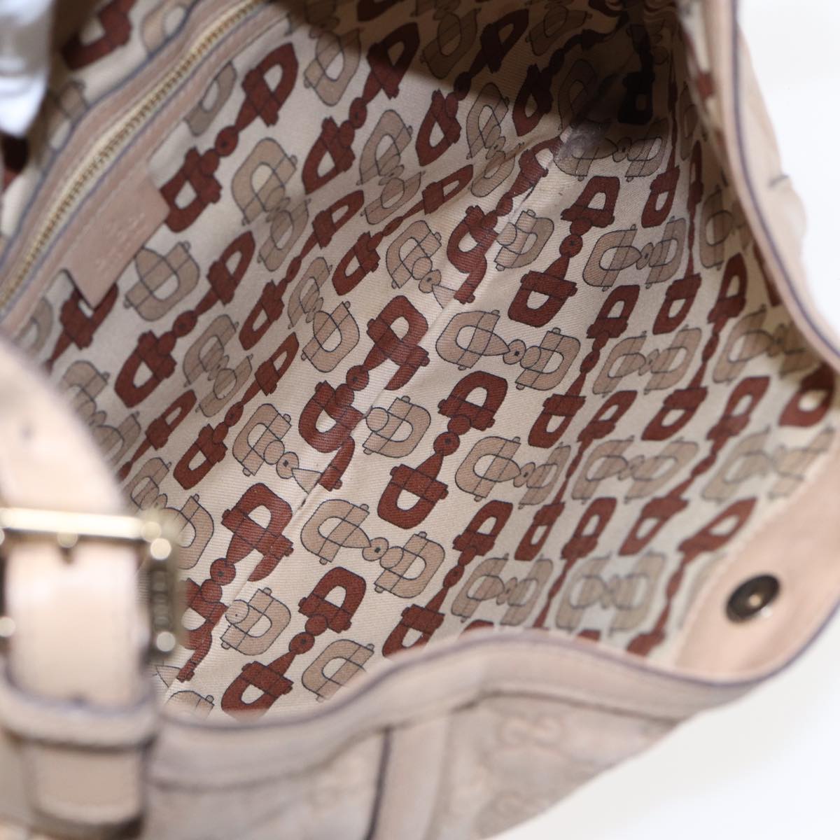 GUCCI GG Canvas ssima Interlocking Shoulder Bag Beige 162740 Auth ep5234