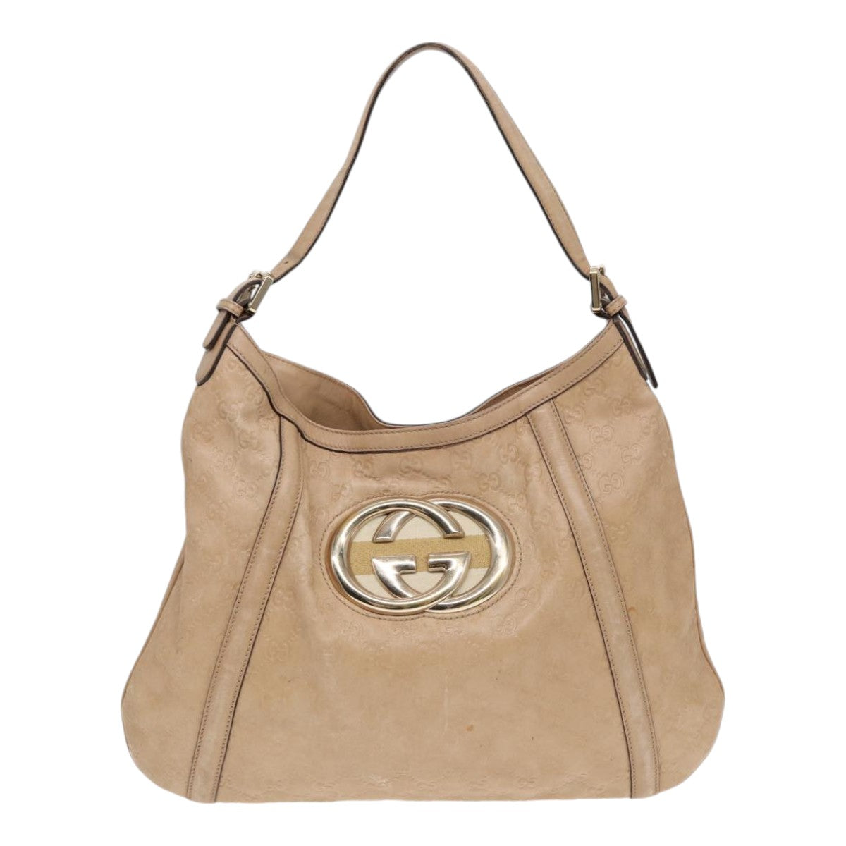 GUCCI GG Canvas ssima Interlocking Shoulder Bag Beige 162740 Auth ep5234
