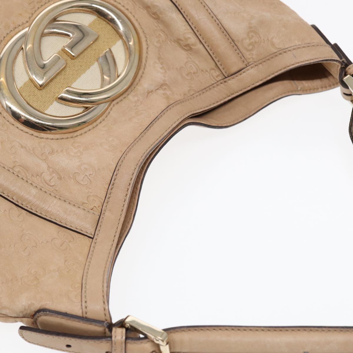 GUCCI GG Canvas ssima Interlocking Shoulder Bag Beige 162740 Auth ep5234