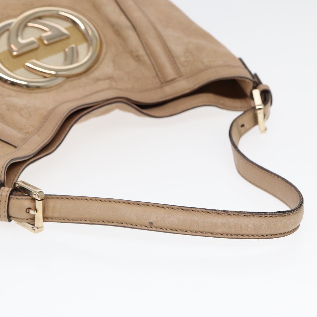 GUCCI GG Canvas ssima Interlocking Shoulder Bag Beige 162740 Auth ep5234