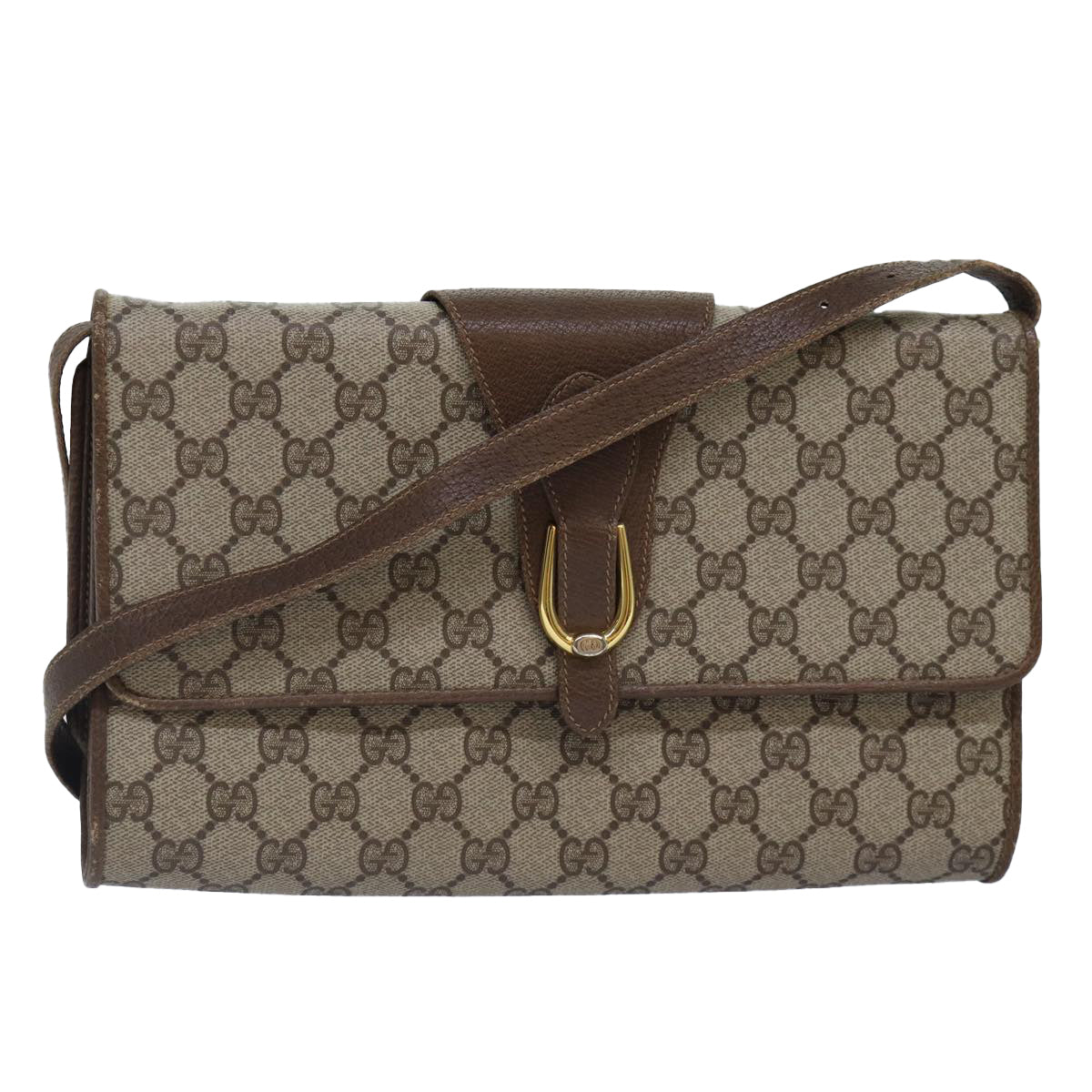 GUCCI GG Supreme Shoulder Bag PVC Leather Beige Gold 904 02 050 Auth ep5311