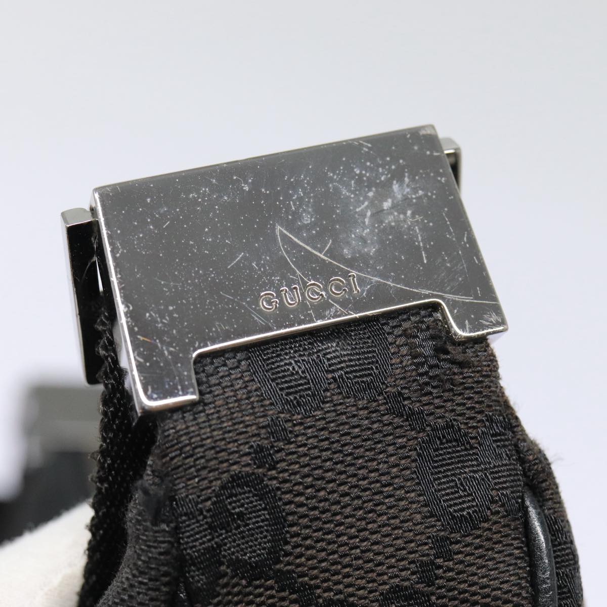 GUCCI GG Canvas Shoulder Bag Black Silver 122790 Auth ep5395