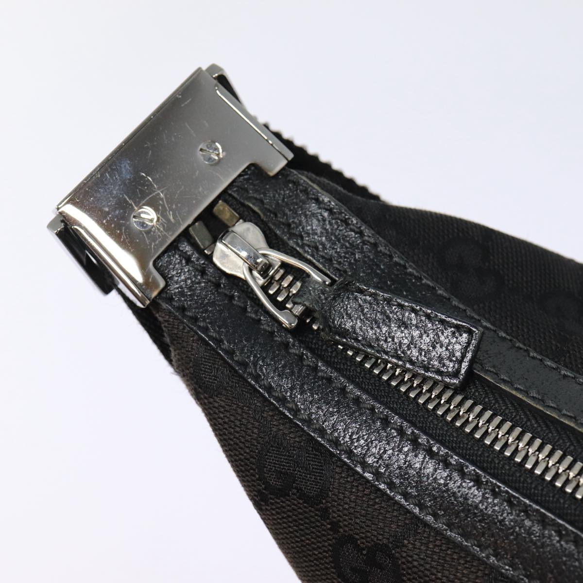 GUCCI GG Canvas Shoulder Bag Black Silver 122790 Auth ep5395
