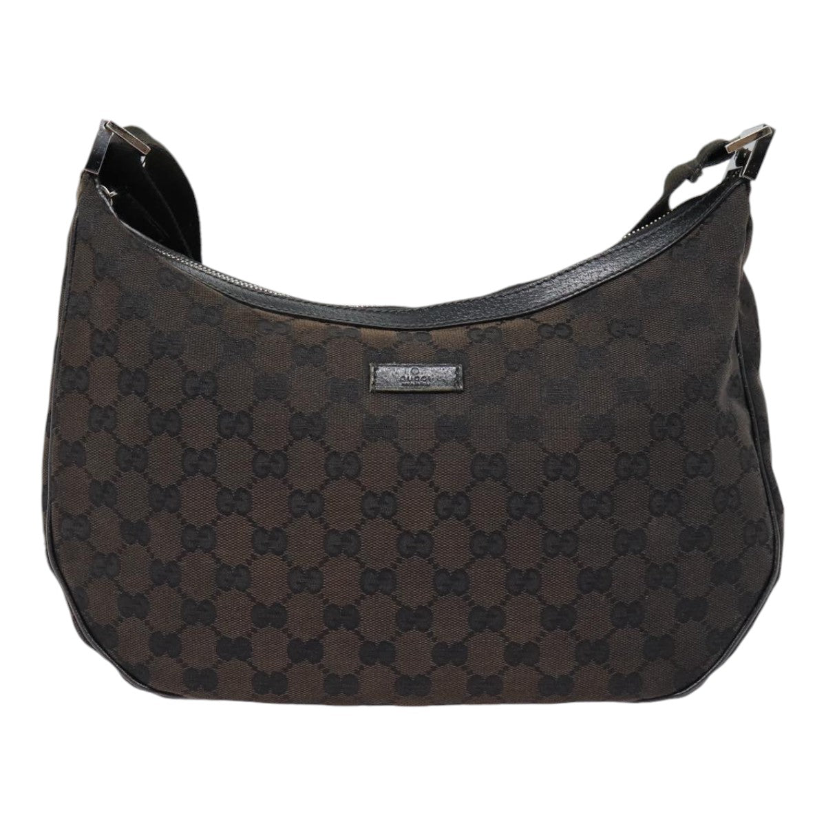 GUCCI GG Canvas Shoulder Bag Black Silver 122790 Auth ep5395