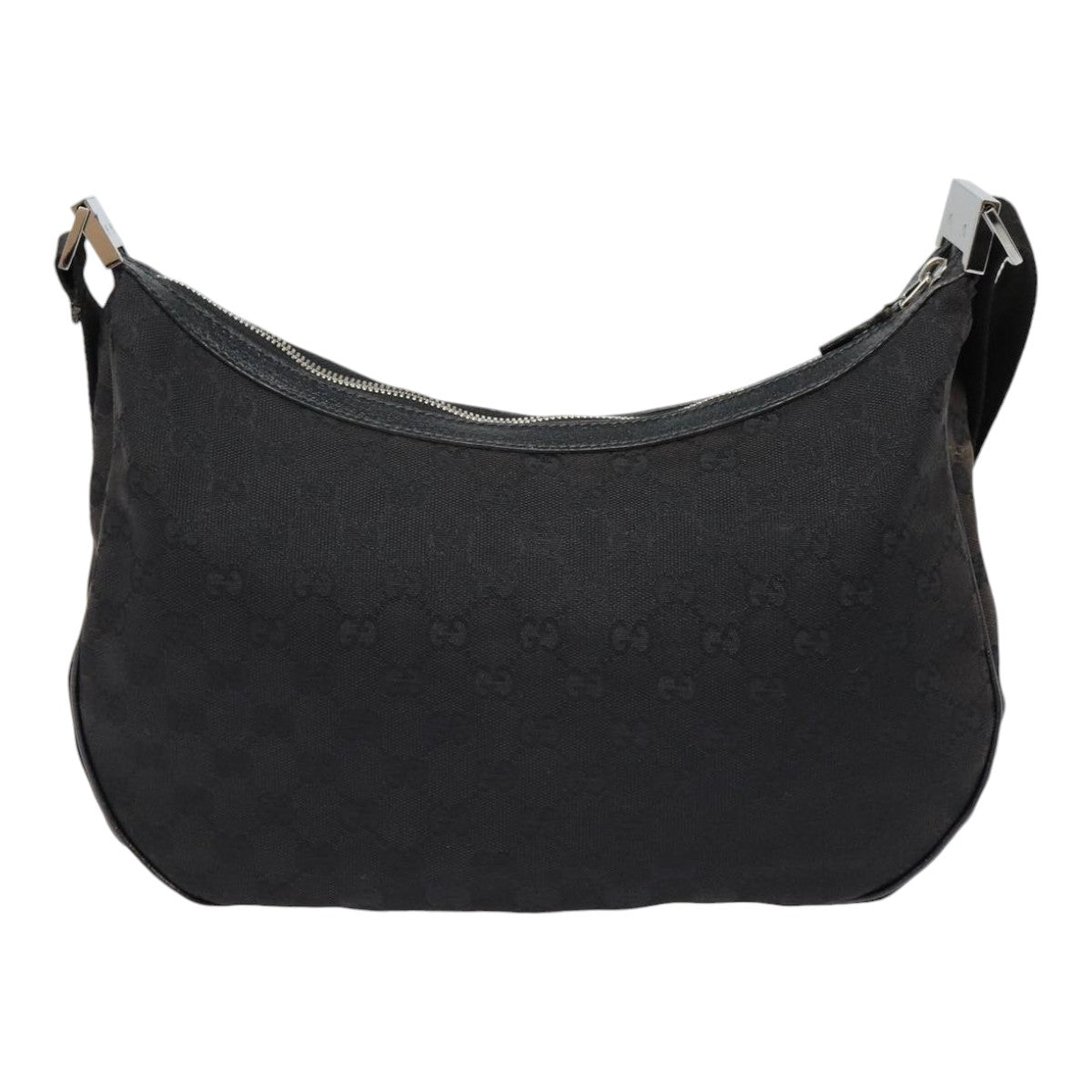 GUCCI GG Canvas Shoulder Bag Black Silver 122790 Auth ep5395