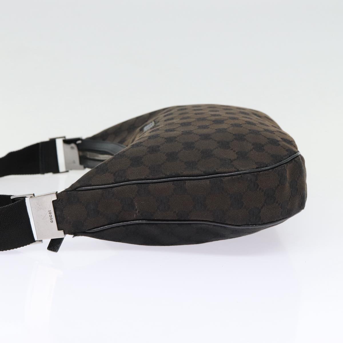 GUCCI GG Canvas Shoulder Bag Black Silver 122790 Auth ep5395