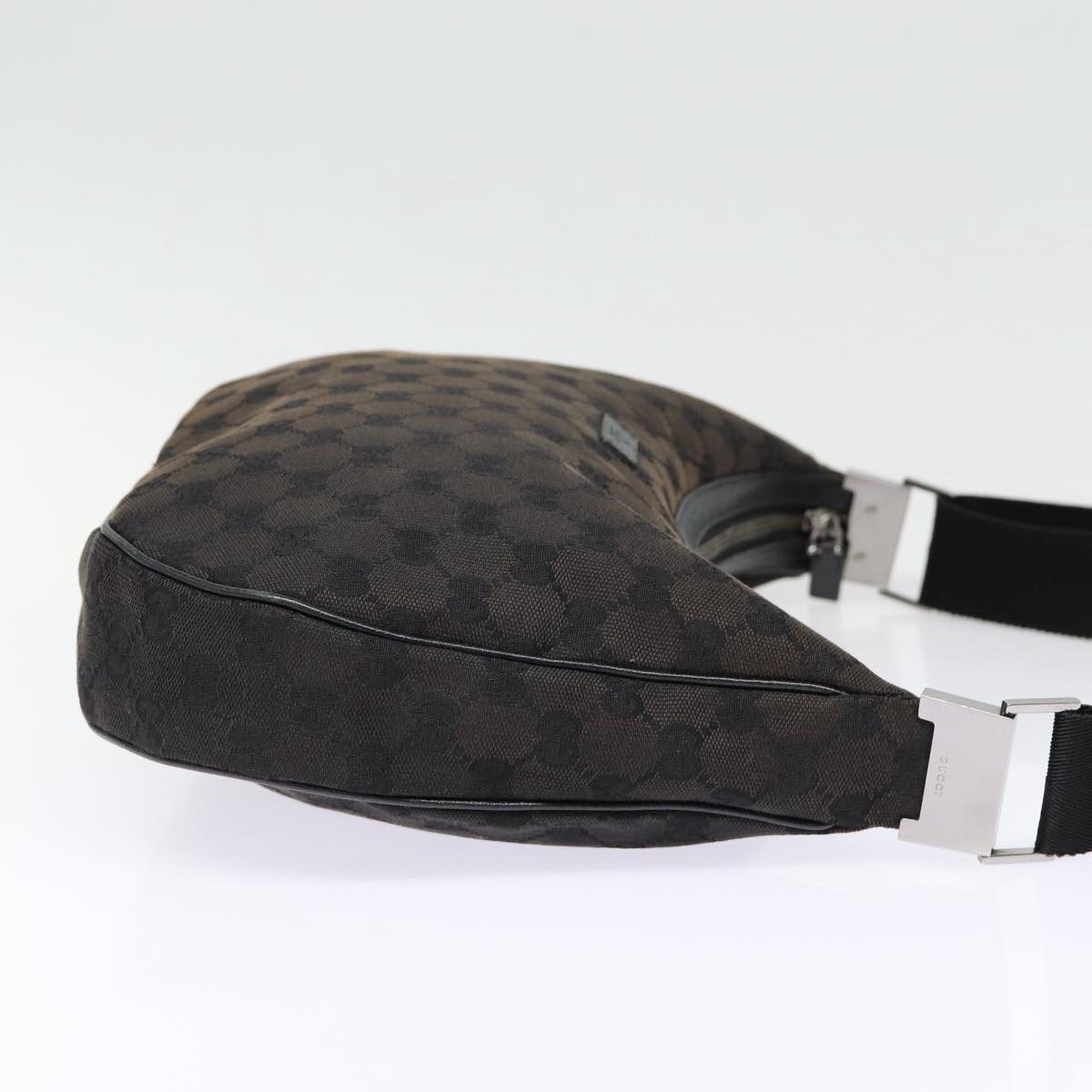 GUCCI GG Canvas Shoulder Bag Black Silver 122790 Auth ep5395