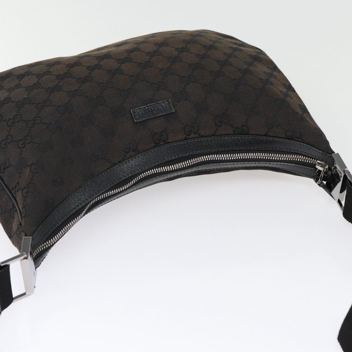 GUCCI GG Canvas Shoulder Bag Black Silver 122790 Auth ep5395