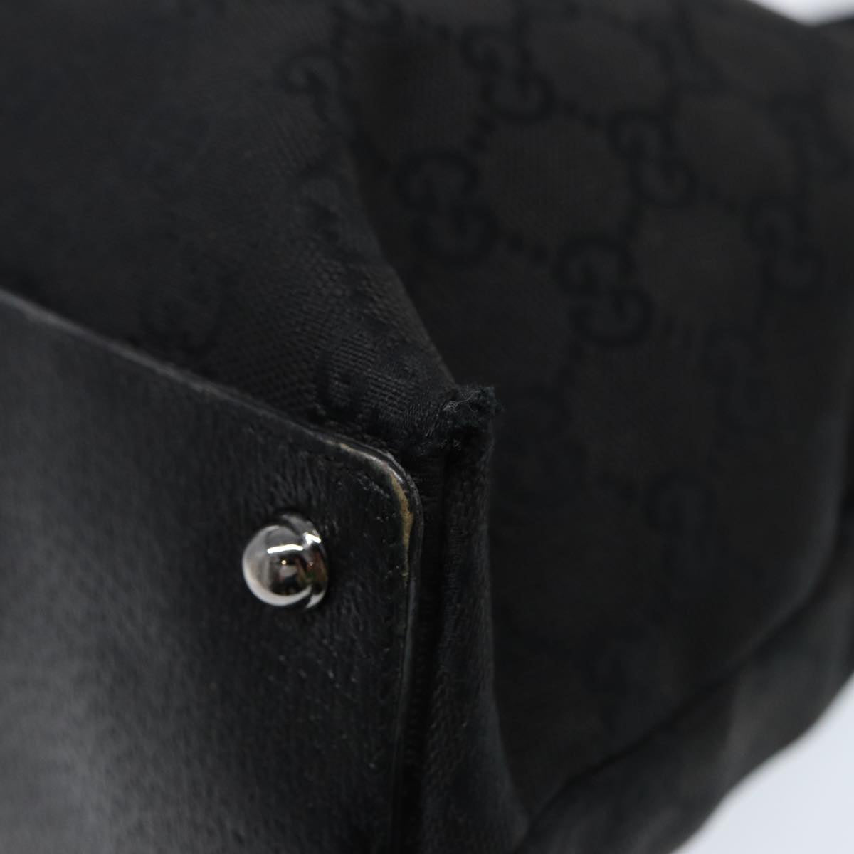 GUCCI GG Canvas Tote Bag Black Silver 120837 Auth ep5509