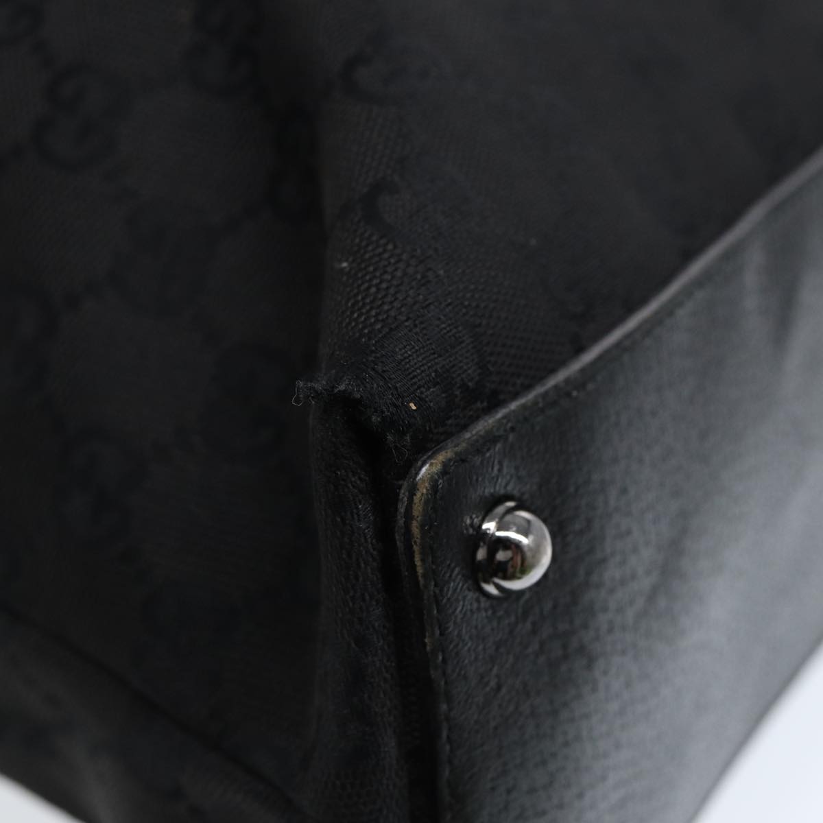 GUCCI GG Canvas Tote Bag Black Silver 120837 Auth ep5509