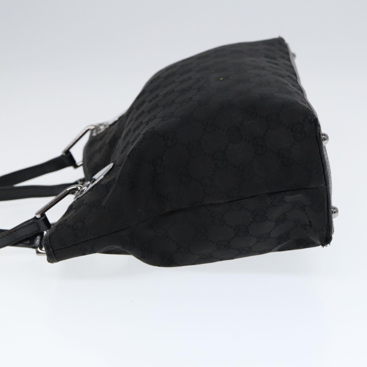 GUCCI GG Canvas Tote Bag Black Silver 120837 Auth ep5509