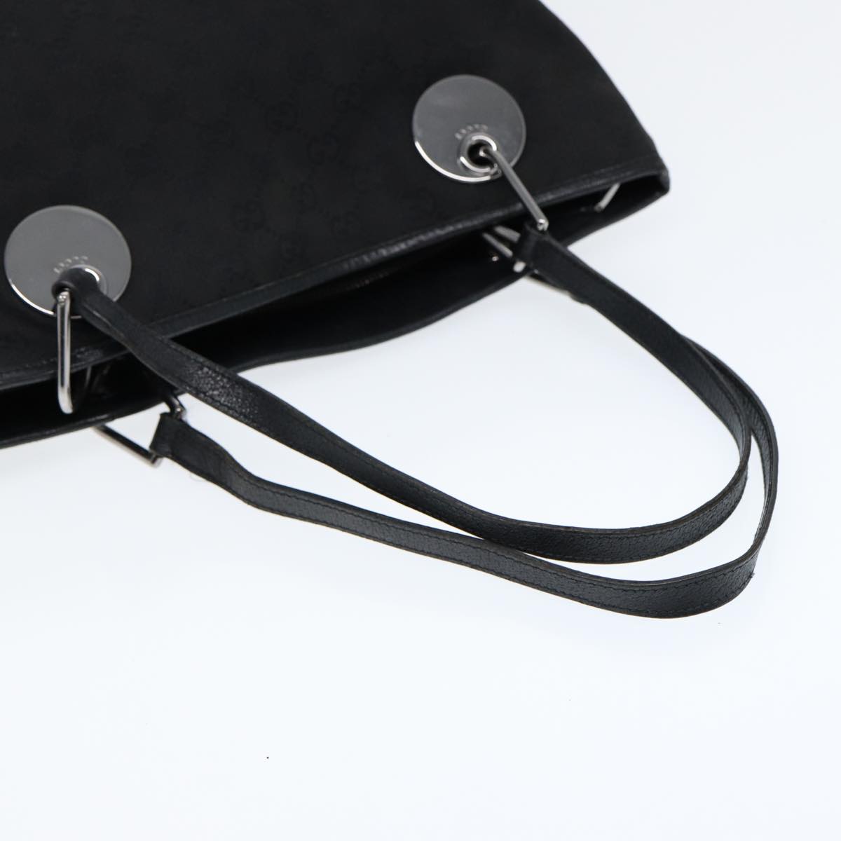 GUCCI GG Canvas Tote Bag Black Silver 120837 Auth ep5509