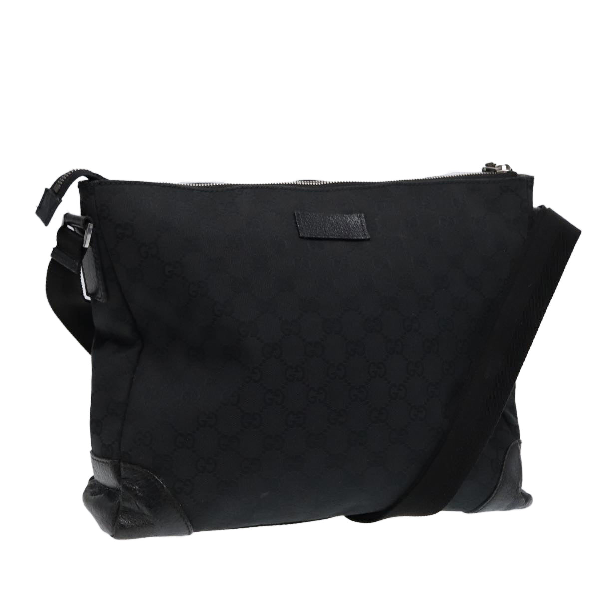 GUCCI GG Canvas Shoulder Bag Black Silver 110054 Auth ep5541