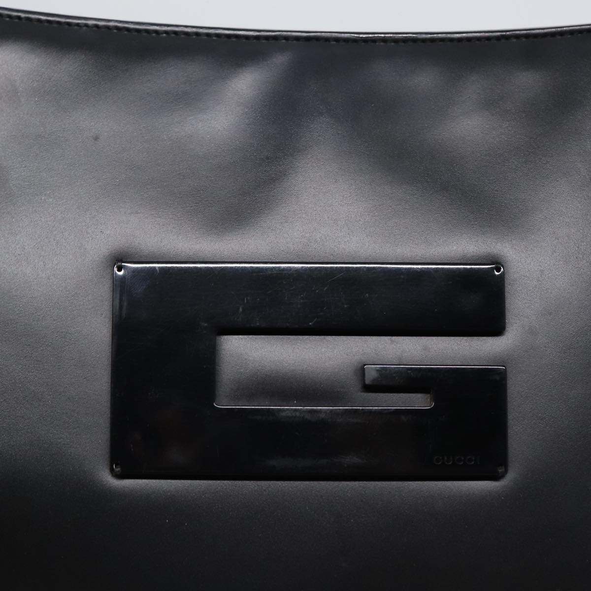 GUCCI Shoulder Bag Leather Black Silver Auth ep5573
