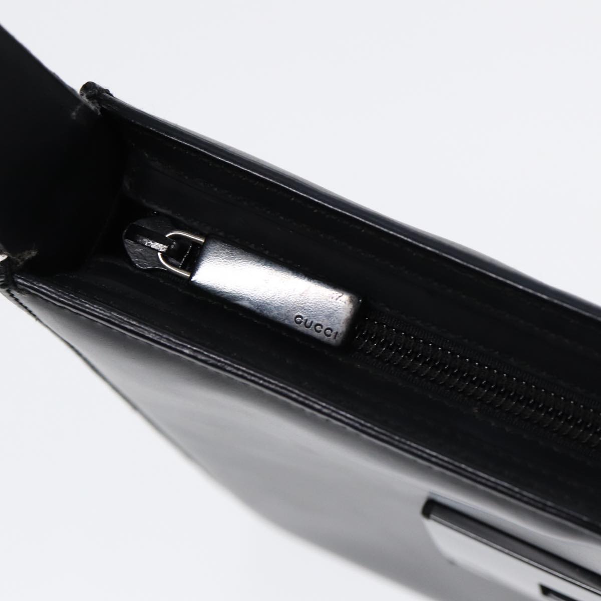 GUCCI Shoulder Bag Leather Black Silver Auth ep5573