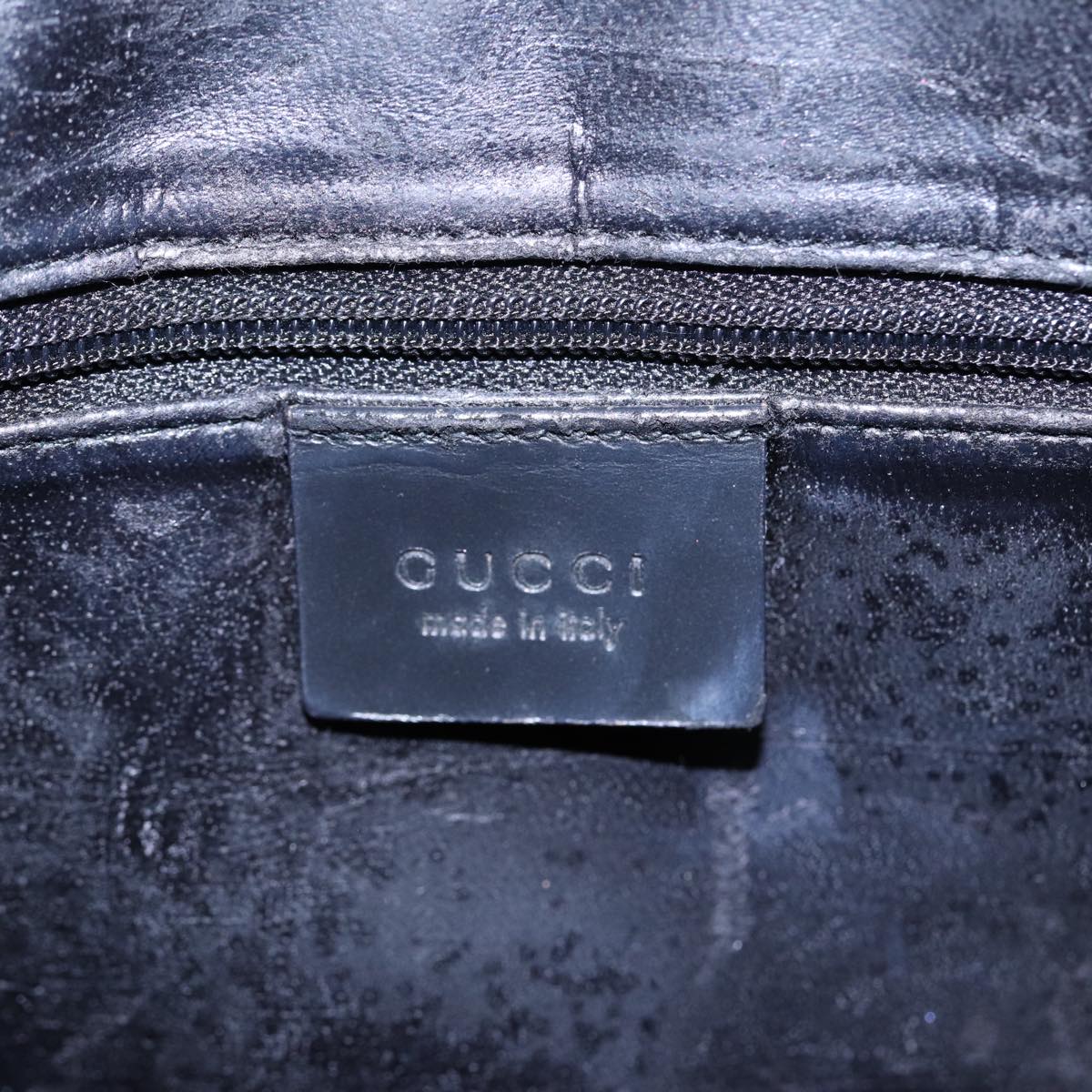 GUCCI Shoulder Bag Leather Black Silver Auth ep5573