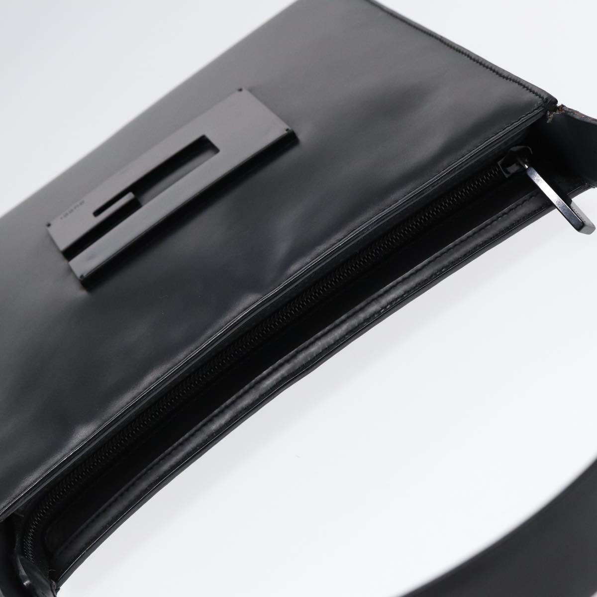 GUCCI Shoulder Bag Leather Black Silver Auth ep5573