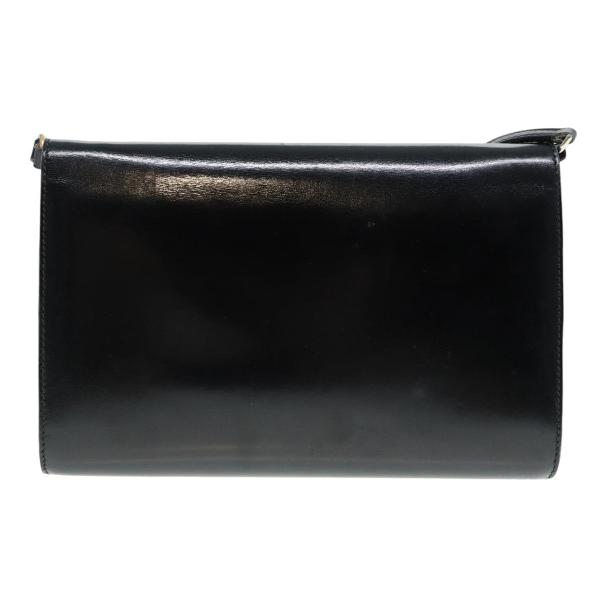 GUCCI Shoulder Bag Leather Black Gold Auth ep5586
