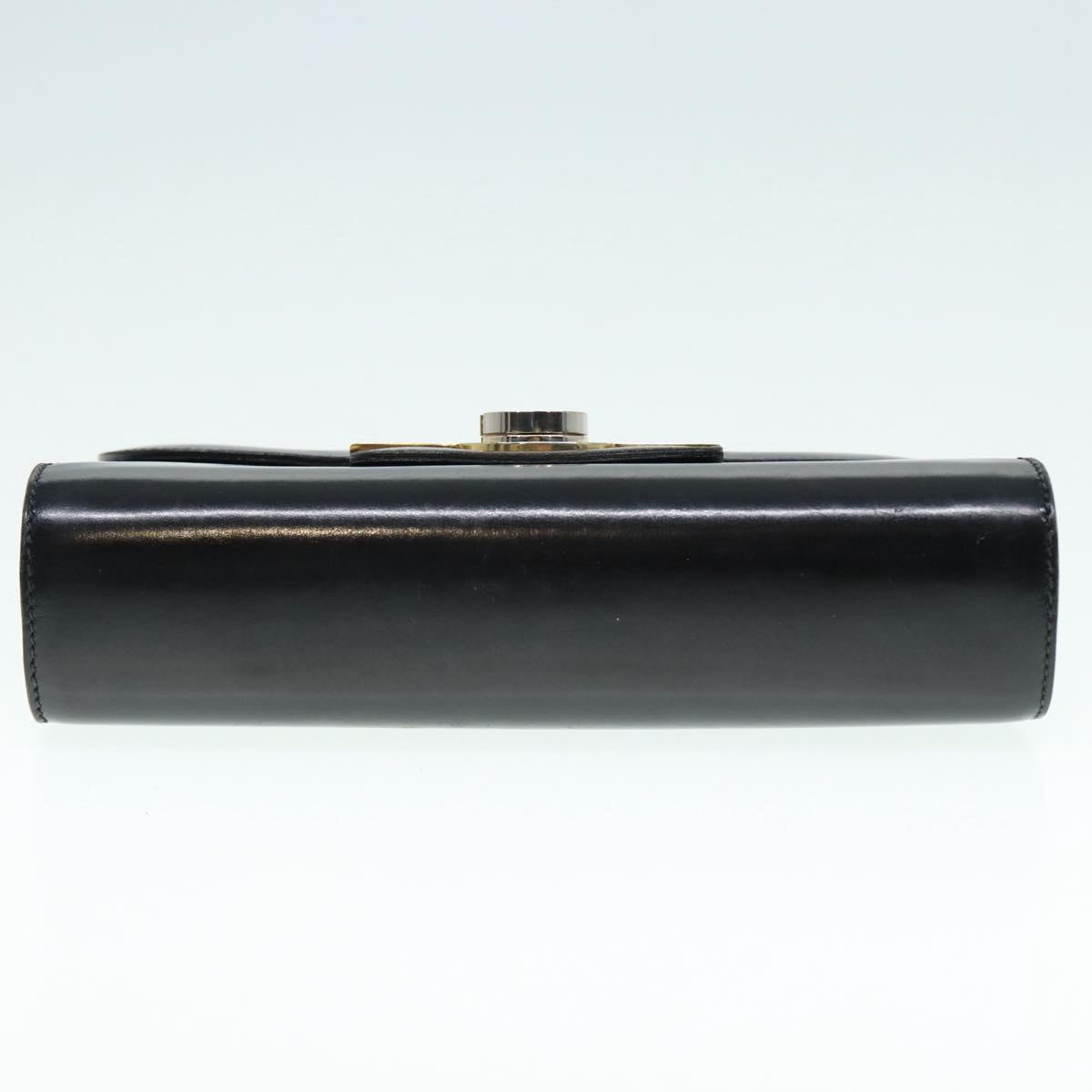 GUCCI Shoulder Bag Leather Black Gold Auth ep5586