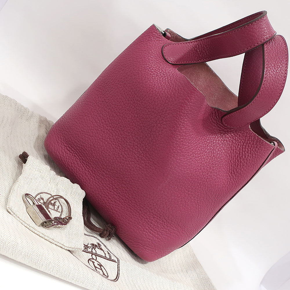Hermes Handbag Picotin Lock Picotin Lock PM 18 Tosca/SV G Clemence O 2011 Manufactured Women Key/Cadena Bag Preservation 【 】 Neck Quality Wood