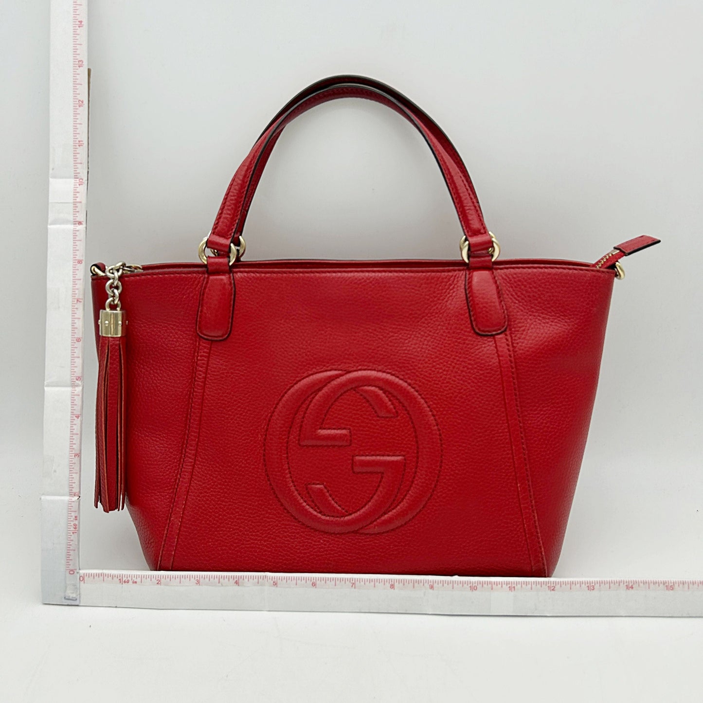 Gucci | Bags | Gucci Soho Convertible Top Handle Bag Leather Small Red LA13610