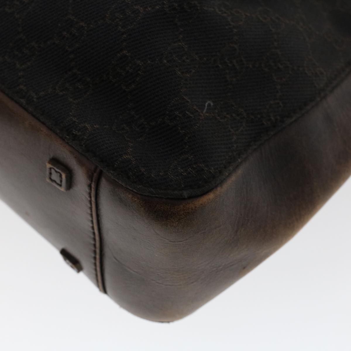 GUCCI GG Canvas Tote Bag Canvas Leather Dark Brown fm2491