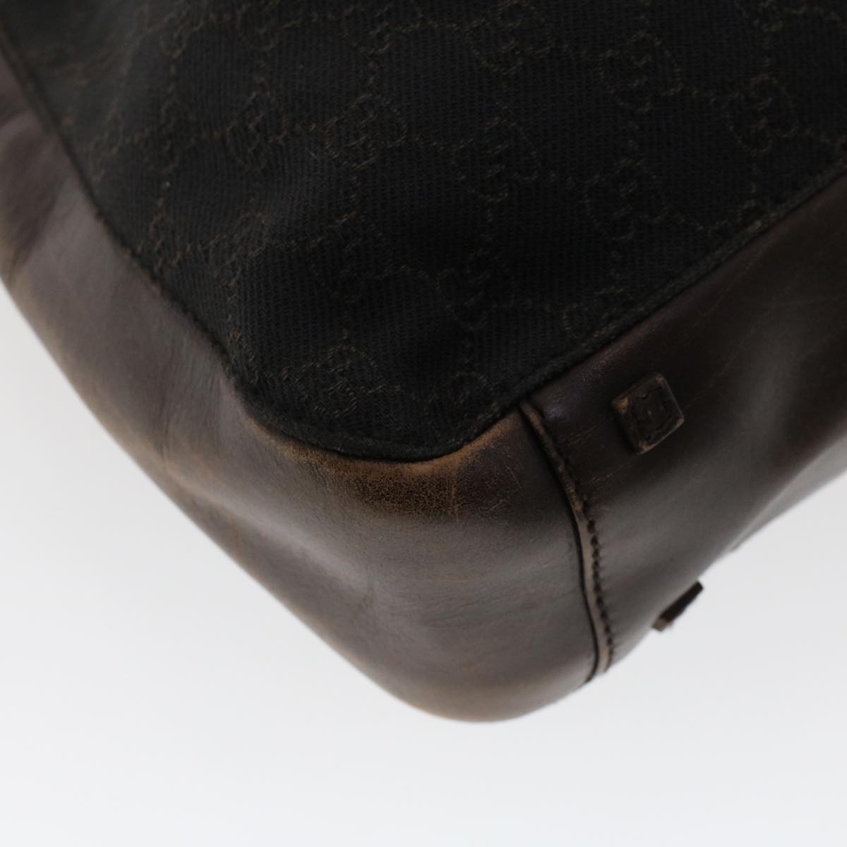 GUCCI GG Canvas Tote Bag Canvas Leather Dark Brown fm2491