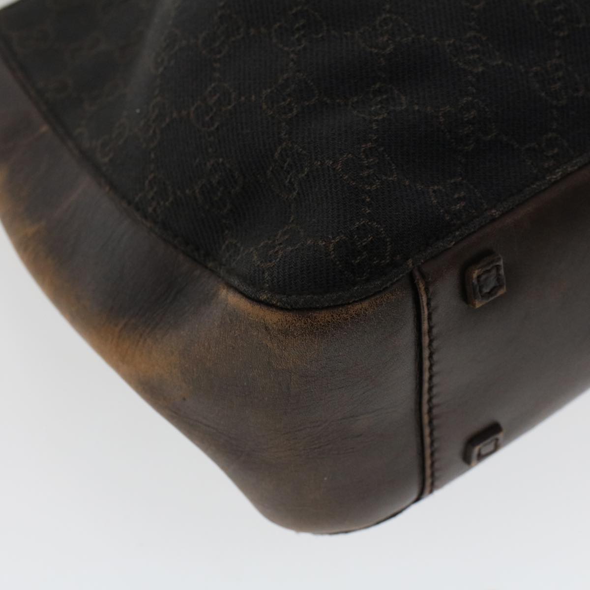 GUCCI GG Canvas Tote Bag Canvas Leather Dark Brown fm2491