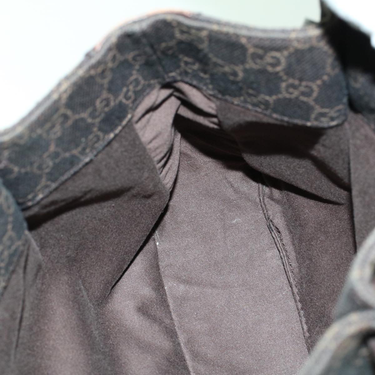 GUCCI GG Canvas Tote Bag Canvas Leather Dark Brown fm2491
