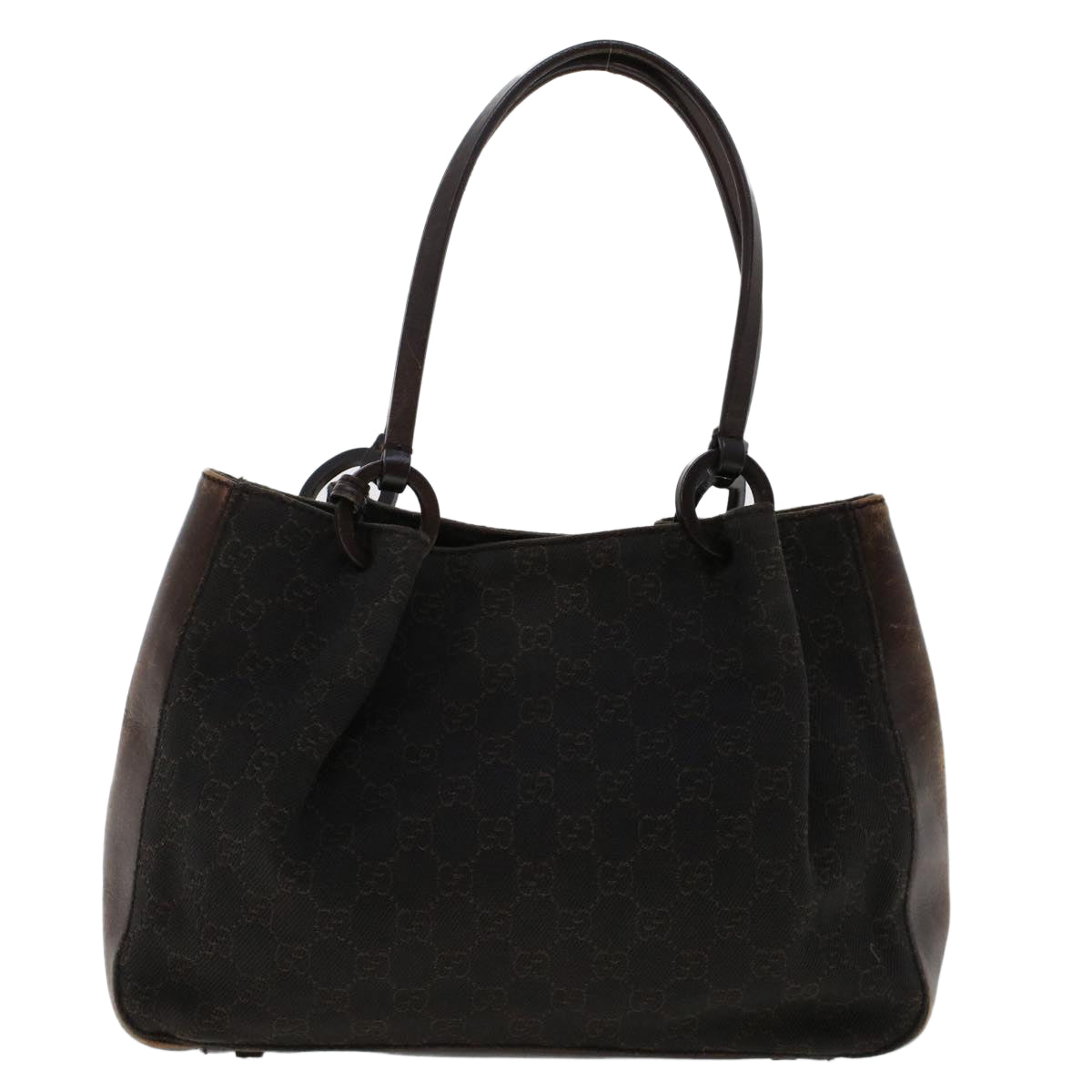GUCCI GG Canvas Tote Bag Canvas Leather Dark Brown fm2491