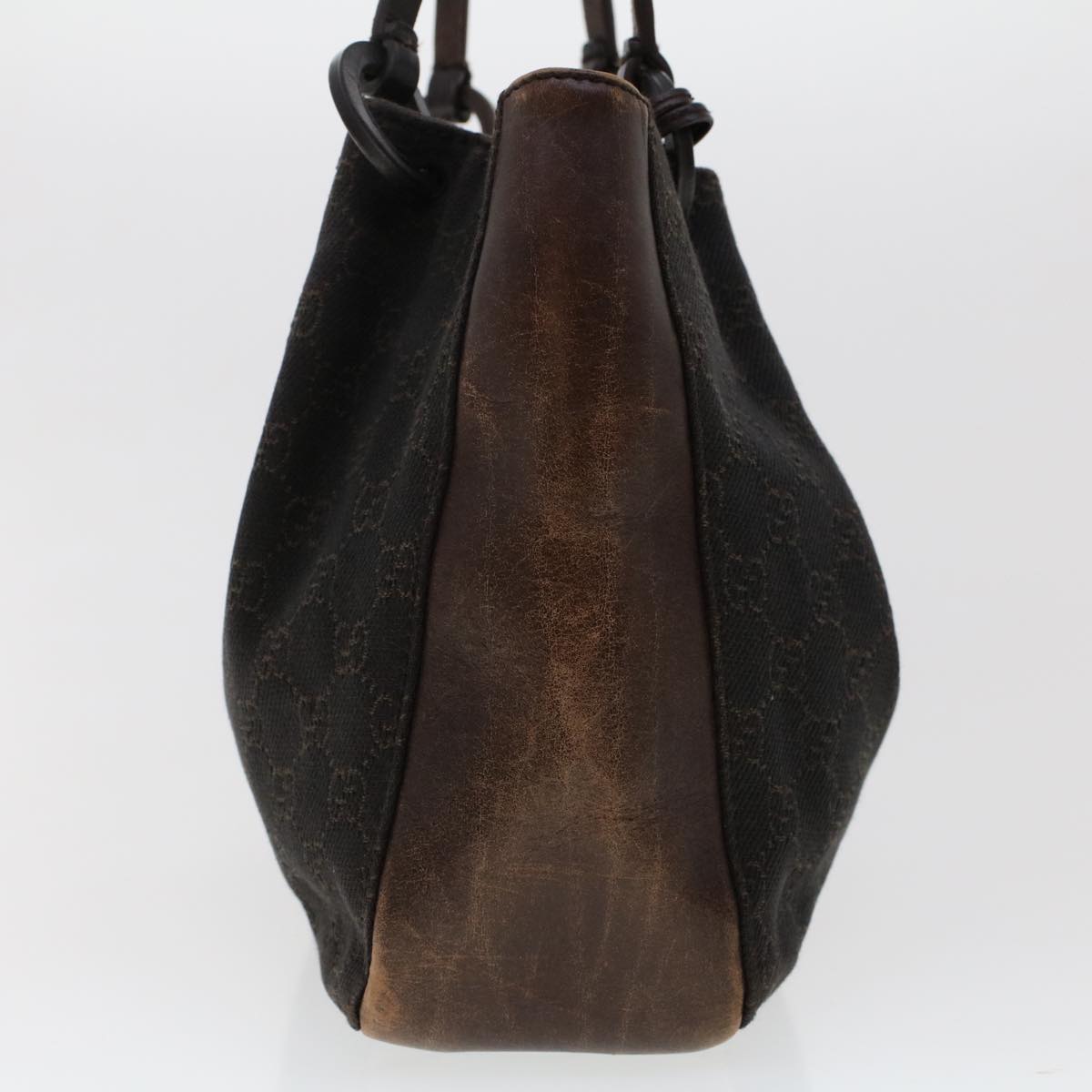 GUCCI GG Canvas Tote Bag Canvas Leather Dark Brown fm2491