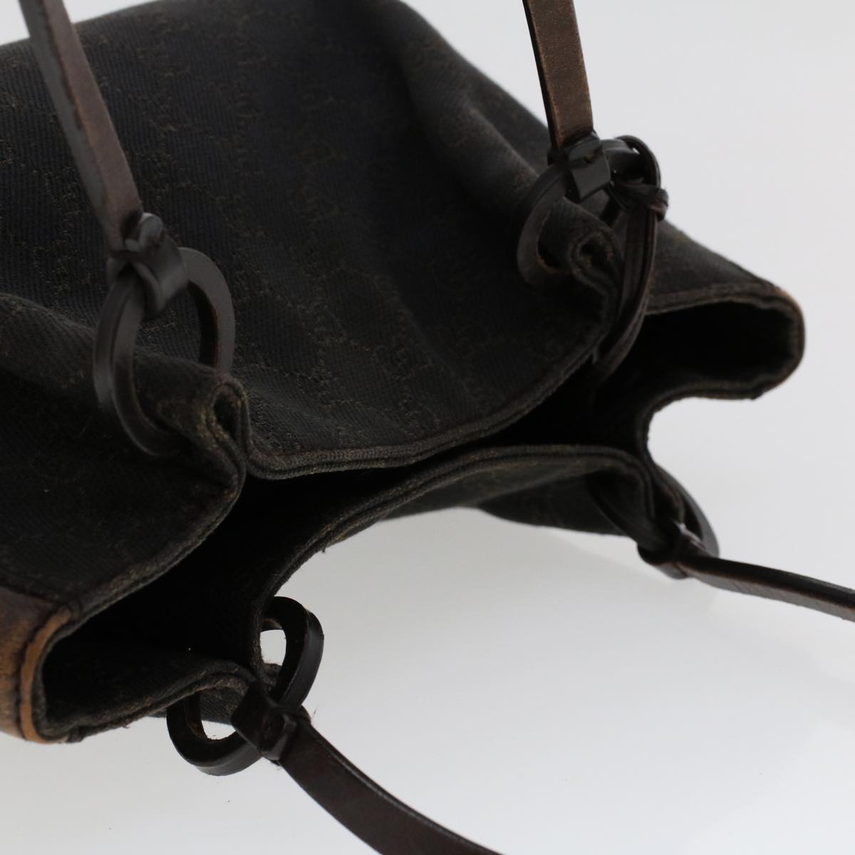 GUCCI GG Canvas Tote Bag Canvas Leather Dark Brown fm2491