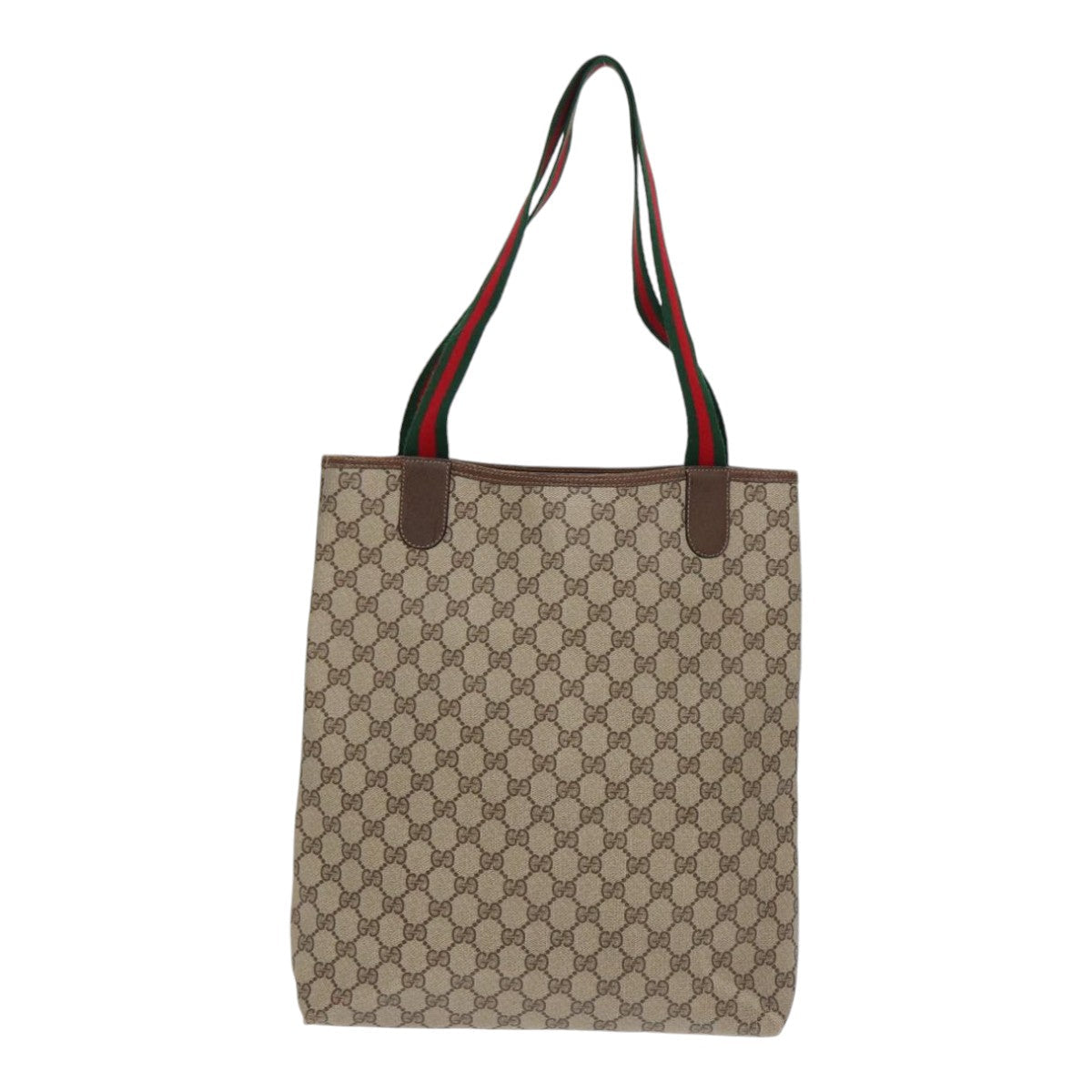 GUCCI GG Supreme Web Sherry Line Tote Bag PVC Beige 39 02 003 Auth fm3734