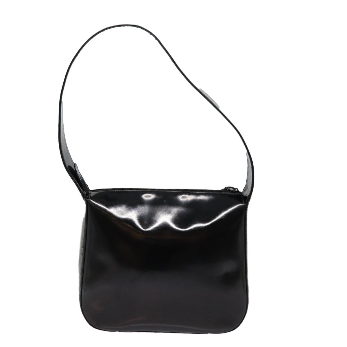 GUCCI Shoulder Bag Enamel Black Silver 001 1274 1703 Auth fm3746