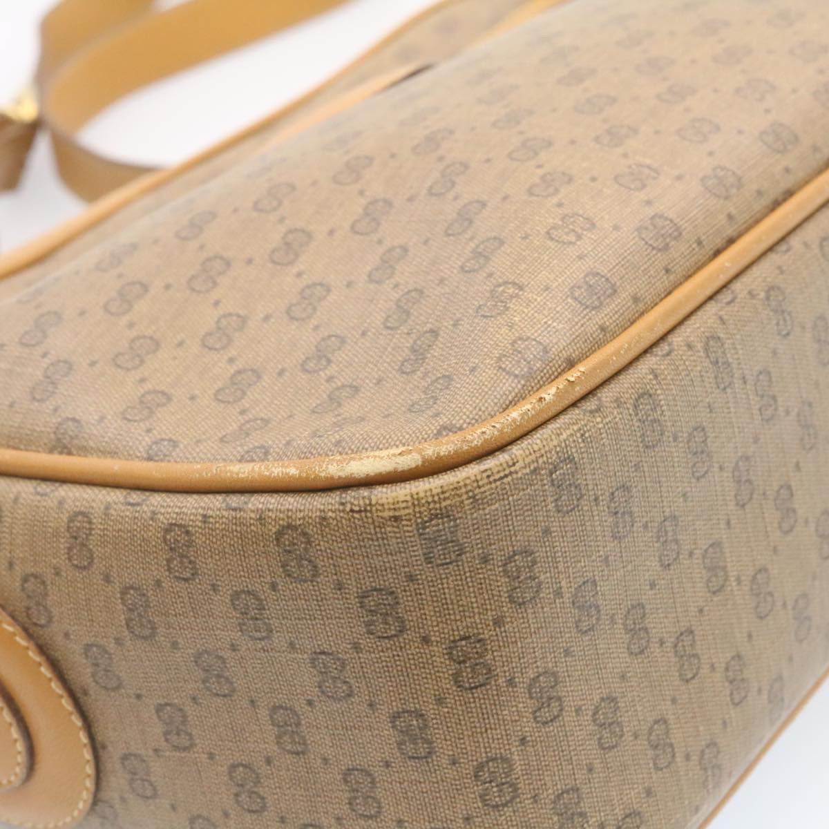 GUCCI Micro GG Canvas Cross body Shoulder Bag PVC Leather Beige am1195g