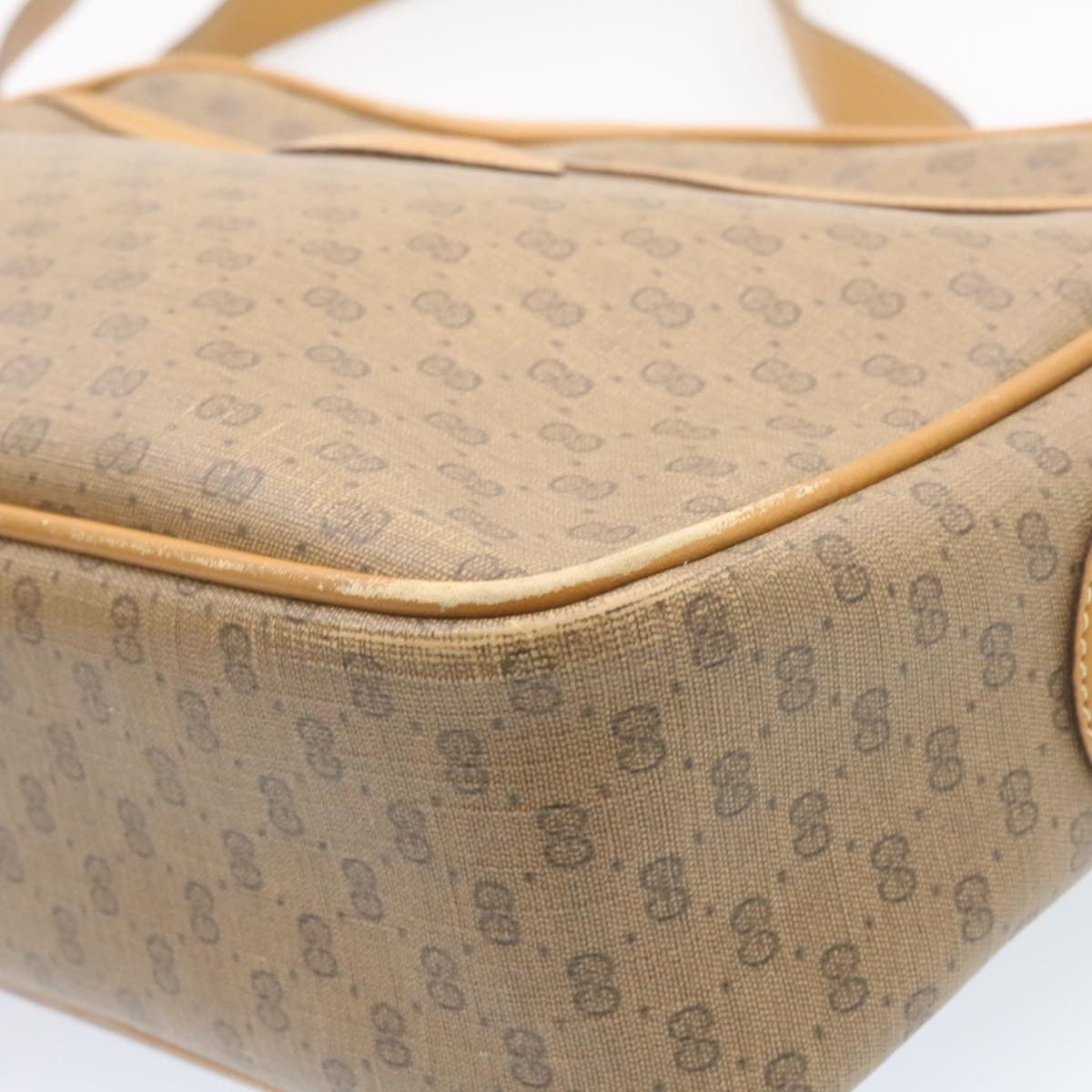 GUCCI Micro GG Canvas Cross body Shoulder Bag PVC Leather Beige am1195g