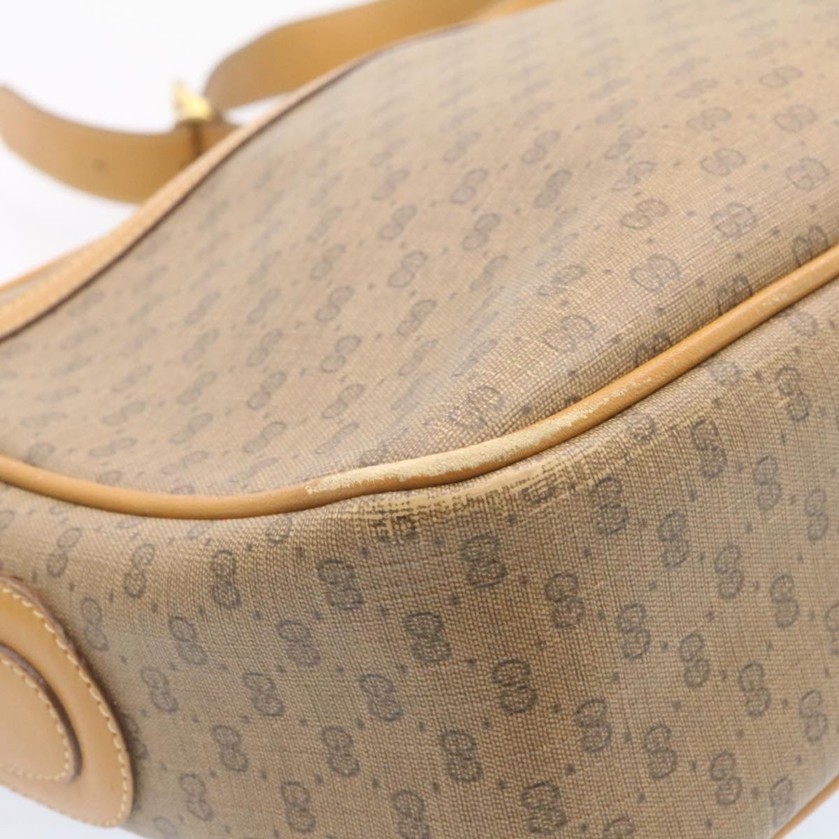 GUCCI Micro GG Canvas Cross body Shoulder Bag PVC Leather Beige am1195g