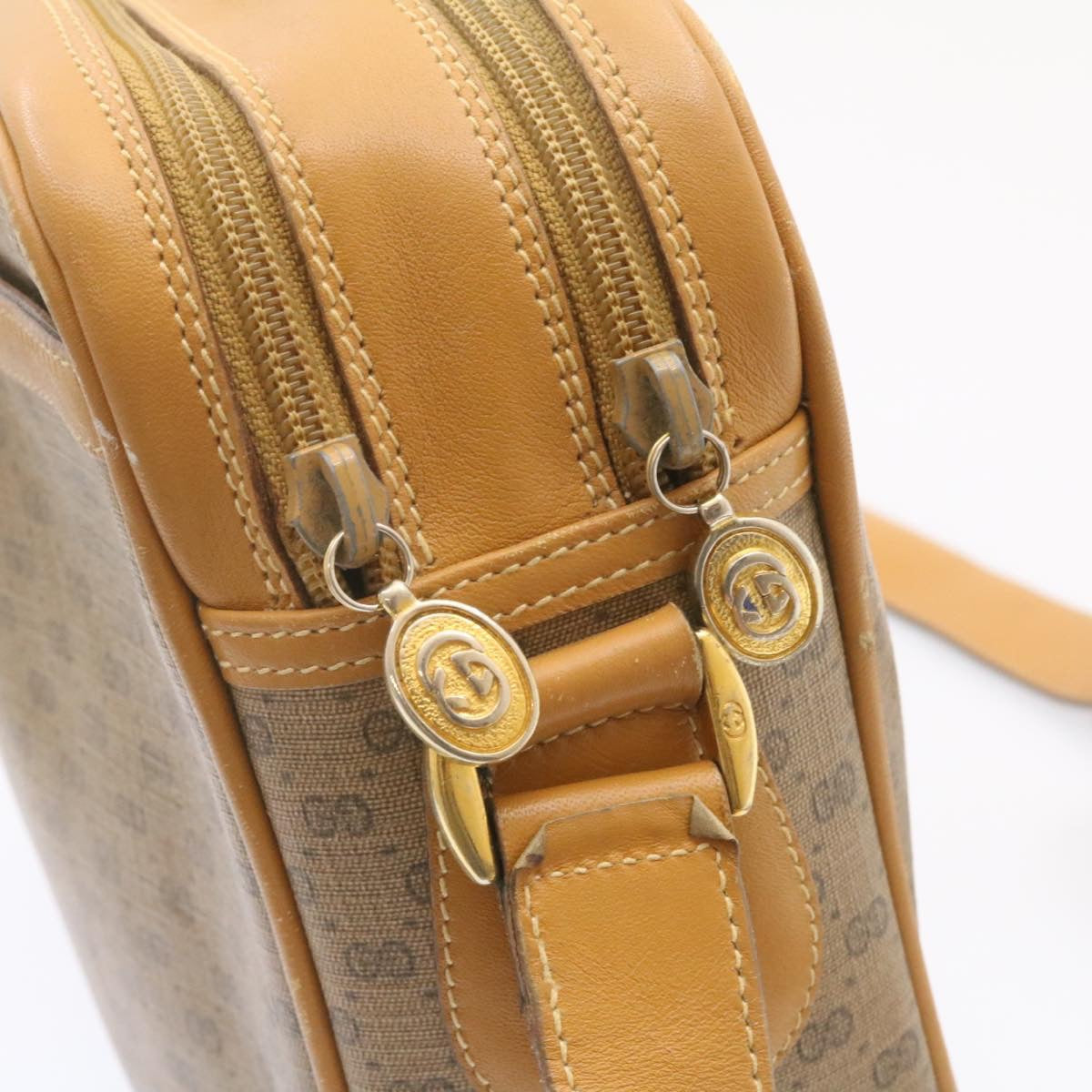 GUCCI Micro GG Canvas Cross body Shoulder Bag PVC Leather Beige am1195g