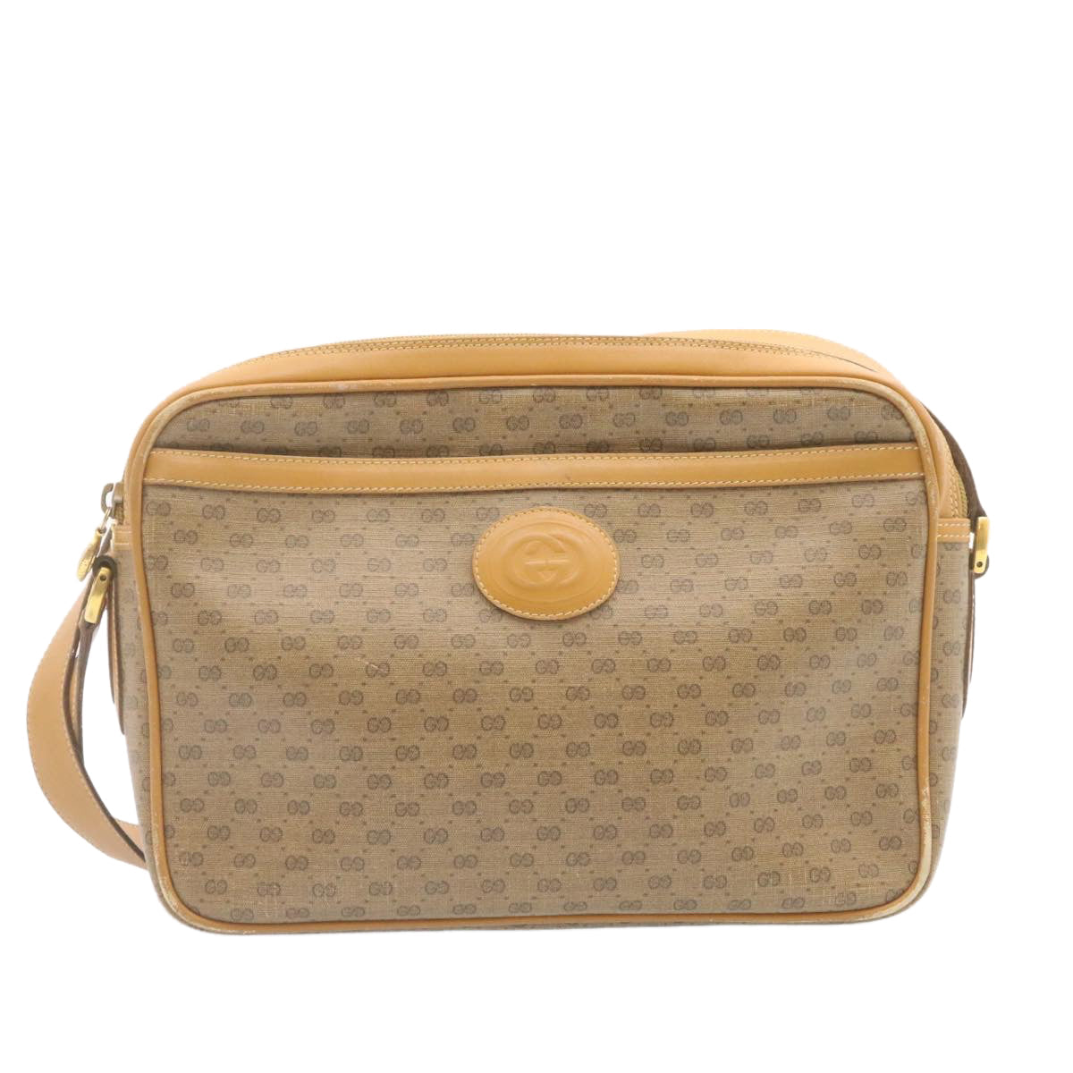 GUCCI Micro GG Canvas Cross body Shoulder Bag PVC Leather Beige am1195g