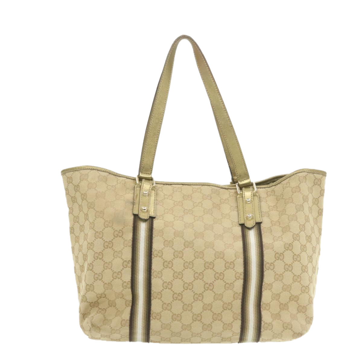 GUCCI Sherry Line GG Canvas Tote Bag Canvas Beige Gold Brown 139260 am626g