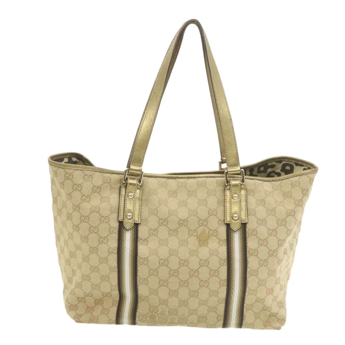 GUCCI Sherry Line GG Canvas Tote Bag Canvas Beige Gold Brown 139260 am626g