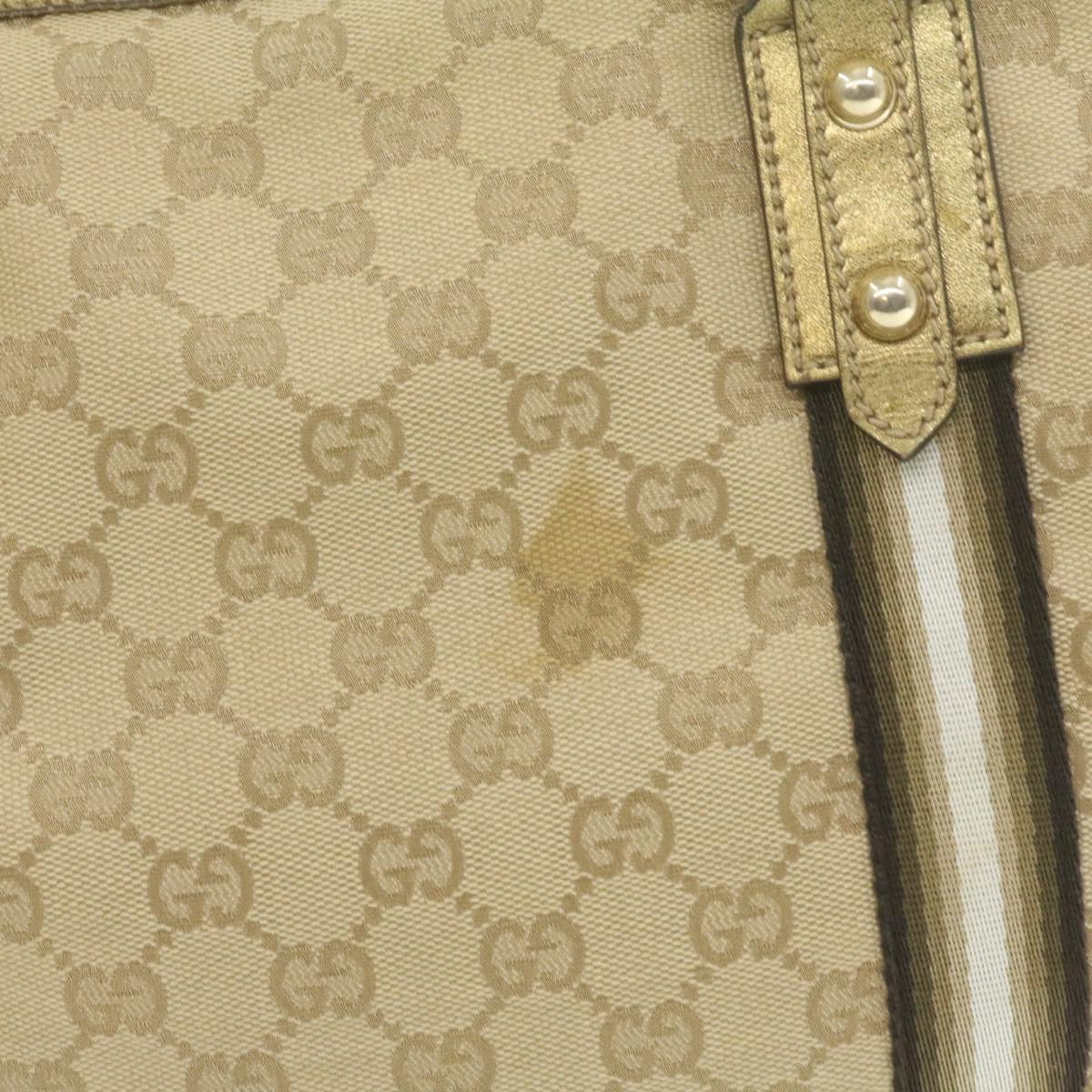 GUCCI Sherry Line GG Canvas Tote Bag Canvas Beige Gold Brown 139260 am626g