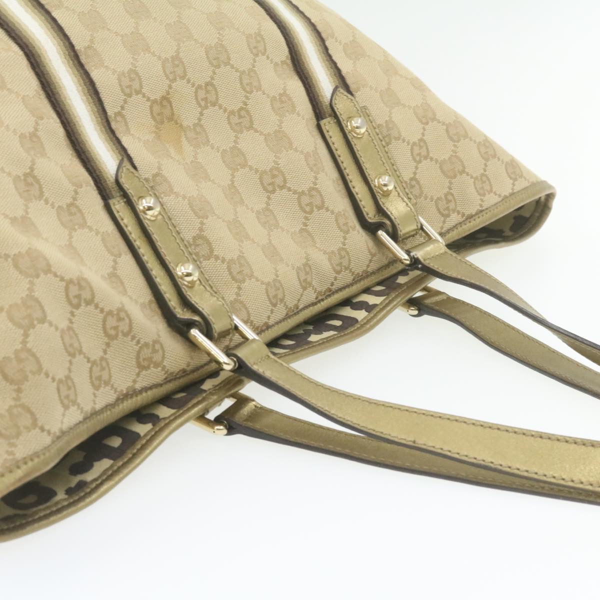 GUCCI Sherry Line GG Canvas Tote Bag Canvas Beige Gold Brown 139260 am626g