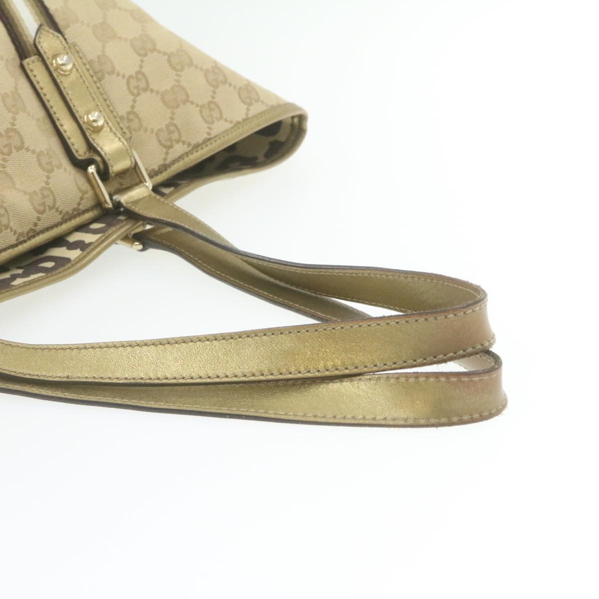 GUCCI Sherry Line GG Canvas Tote Bag Canvas Beige Gold Brown 139260 am626g