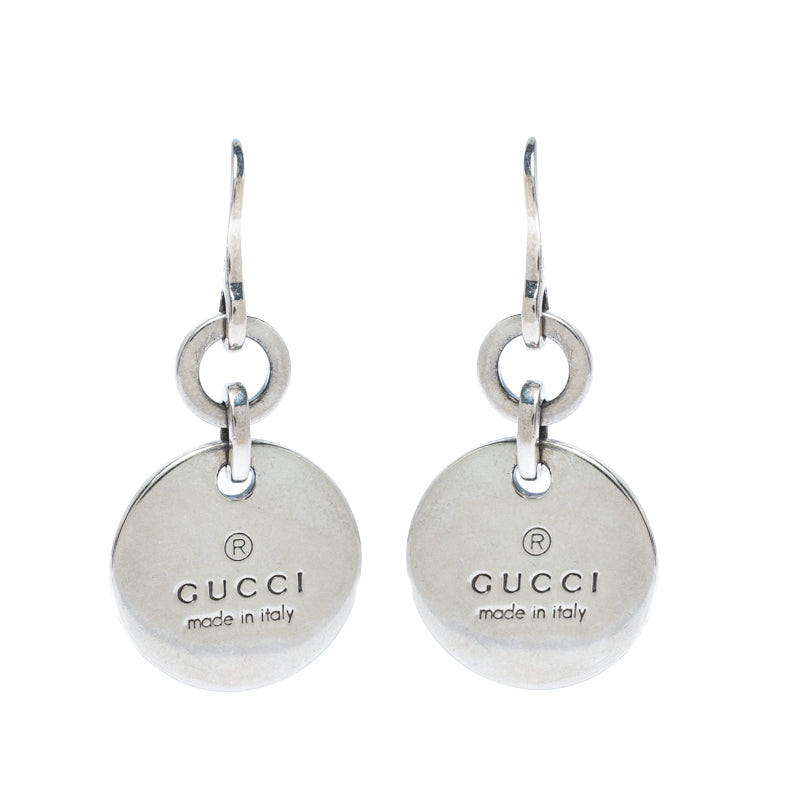 Gucci Trademark Round Drop Earrings- Sterling Silver