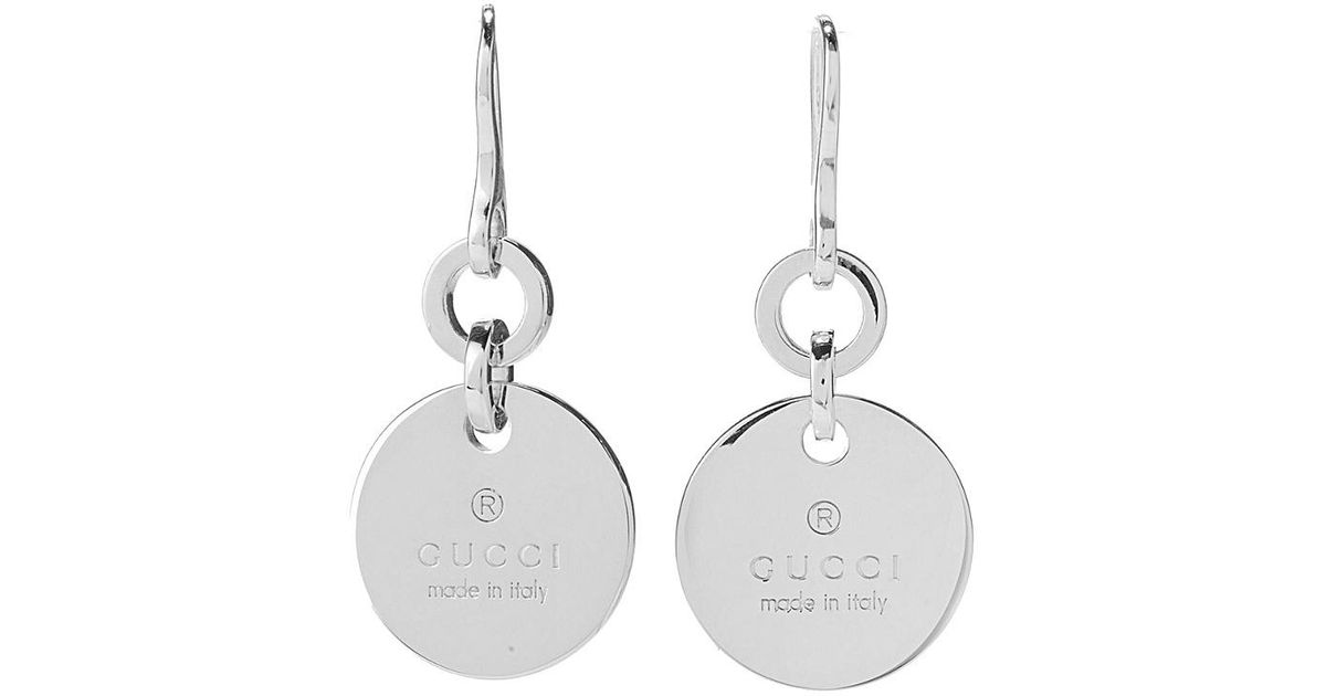 Gucci Trademark Round Drop Earrings- Sterling Silver
