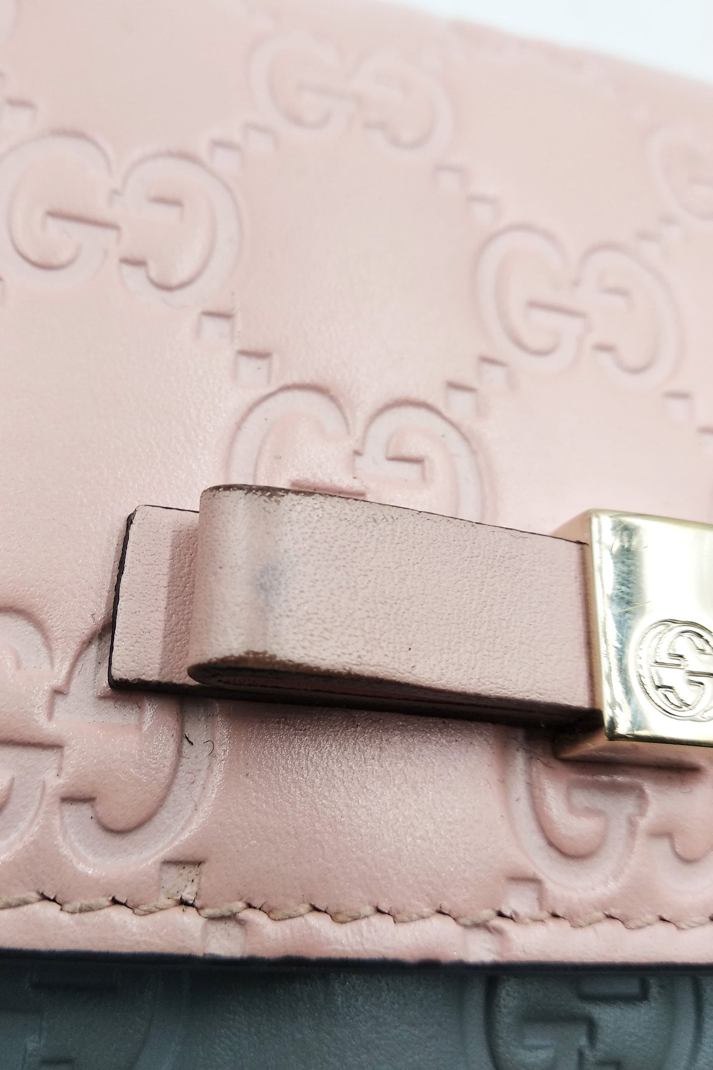 Guccisima Bow Continental Wallet Pink Grey