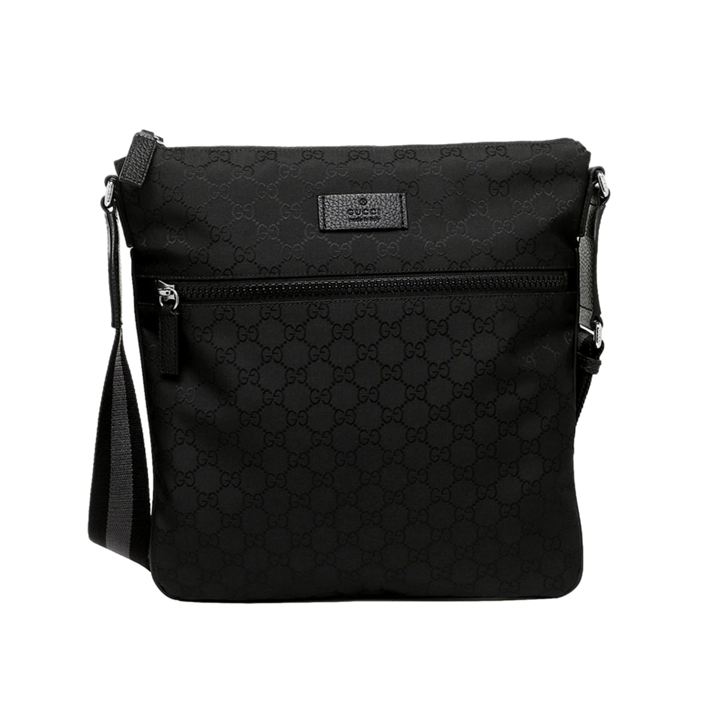 Gucci Unisex GG Guccissima Web Black Canvas Messenger Bag Crossbody 449185